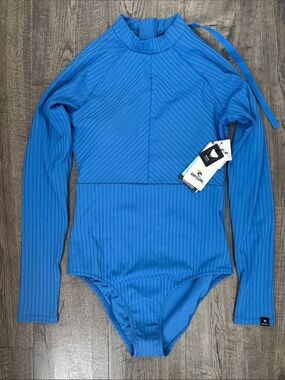 Rip Curl Blue Ribbed Long Sleeve One-Piece
